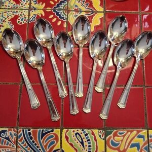 Vintage International Silverplate WINFIELD Sugar / Soup Spoons Set Of 9 Excellen
